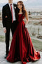 Elegant A-line Satin Prom Dress with Pockets, Cheap Satin Evening Dresses UQ2091