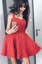 Red Straps Tulle Sweet 16 Dresses, A Line Cute Sleeveless Mini Homecoming Dress UQ1958