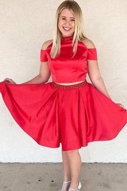 white christmas dresses Red sweetheart neck tulle short prom dress cute homecoming dress – toptby