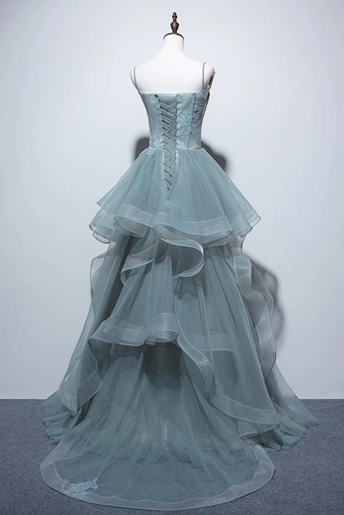New Arrival A Line Spaghetti Straps Tulle Long Formal Prom Dress, Charming Evening Party Dress CHP0052