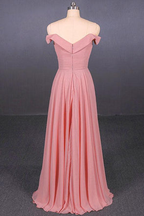 Strapless Floor Length Chiffon Pink Prom Dress, Simple A Line Bridesmaid Dress UQ2344