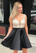 Red V Neck Sleeveless Homecoming Dress, Beading Backless Satin Short Prom Dresses UQ1952