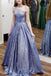 A-line One Shoulder Sparkly Long Prom Dresses Sequins Floor Length Evening Dress N2618