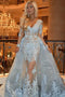 Sexy V Neck Long Sleeves V Neck Mermaid Prom Dresses, Lace Appliqued Long Party Dress UQ2559