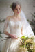 Romantic 3/4 Sleeves Illusion Neckline Lace Appliqued Wedding Dresses UQ2555