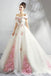Unique Off the Shoulder Tulle Wedding Dress with Pink Flowers, Ball Gown Wedding Gown N2584