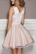A-line Deep V-neck Sexy Appliques Sleeveless Short Junior Homecoming Dresses UQ1912