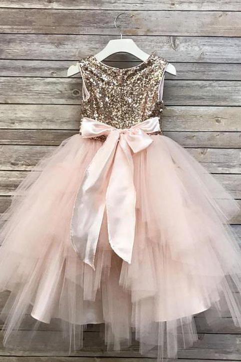 Princess A Line Sequin Round Neck Cute Tulle Baby Flower Girl Dress, S – cherishgirls Princess A Line Sequin Round Neck Cute Tulle Baby Flower Girl Dress, S – cherishgirls