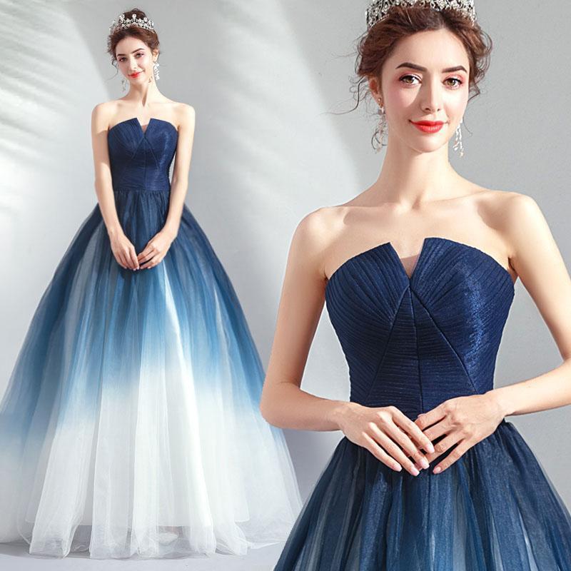 Ombre Strapless A Line Long Prom Dress, Blue Ombre Graduation Dress wi cherishgirls Ombre Strapless A Line Long Prom Dress, Blue Ombre Graduation Dress wi cherishgirls