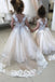Ball Gown Cap Sleeves Appliqued Ivory Flower Girl Dress, Puffy Cute Flower Girl Dress UF070