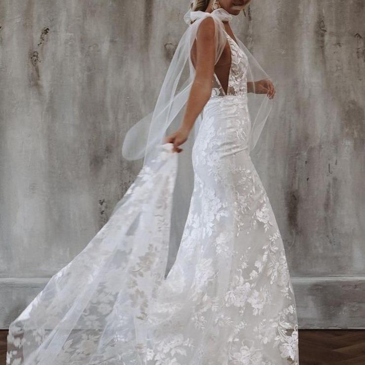 Backless Bohemian Mermaid Mermaid Beach Wedding Dress, Bridal Gown CHW0122