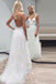 Boho Beach Wedding Dress with Lace Appliques, Spaghetti Strap Tulle Wedding Gown N1779
