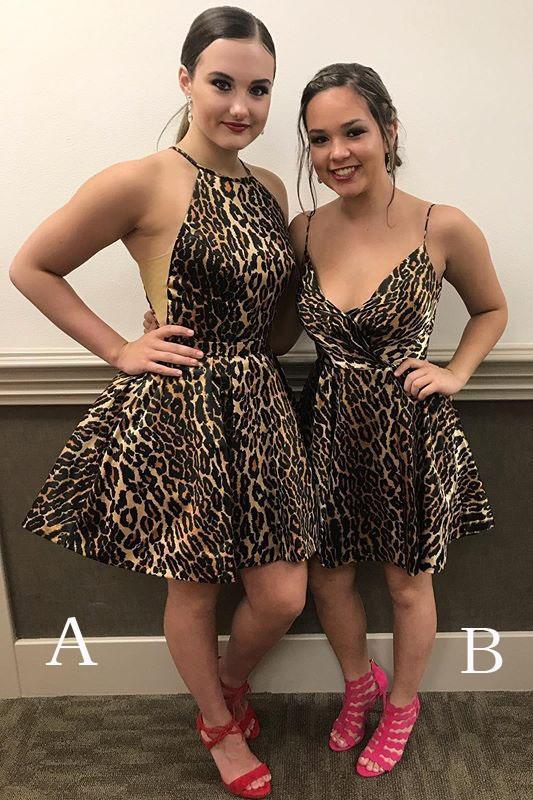 Sexy Mini Homecoming Dress with Leopard Print, Unique Sleeveless Short cherishgirls Sexy Mini Homecoming Dress with Leopard Print, Unique Sleeveless Short cherishgirls