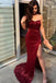 Sexy Strapless Split Mermaid Prom Dresses, Charming Sweetheart Shiny Evening Dress UQ2408