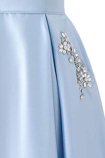 Royal Blue Strapless Bridesmaid Dress with Pockets, A Line Satin Prom cherishgirls Royal Blue Strapless Bridesmaid Dress with Pockets, A Line Satin Prom cherishgirls