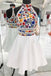 Unique White High Neck Short Prom Dresses, A Line Sleeveless Short Homecoming Dress UQ1718