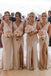 Simple V Neck Sleeveless Sheath Cheap Pleated Long Bridesmaid Dresses with Slit N2071