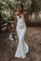 Aesthetic Spaghetti Straps Mermaid Beach Wedding Dress, Long Bridal Dress CHW0126