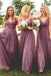 Spaghetti Straps V Neck Floor Length Bridesmaid Dress with Pleats, A Line Bridesmaid Dress N2384