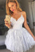 Cute Spaghetti Straps Lace Junior Dresses, Short Homecoming Dress with Lace N1925