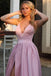 Pink New Style Long Prom Dress with Slit, V Neck Formal Evening Dresss chp0040