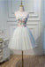 Strapless Homecoming Dress Flower Applique Short Tulle Graduation Dress UQ1945