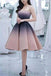 Knee Length Strapless Ombre Homecoming Dresses, A Line Unique Short Prom Dress N1998