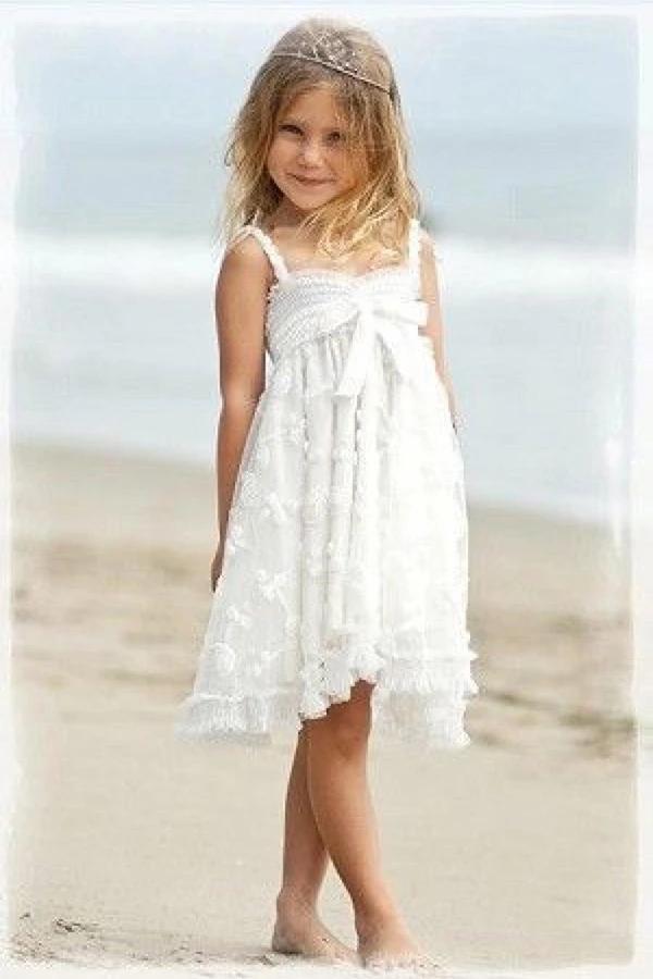 Straps Lace Flower Girl Dress, Cute Knee Length Lace Flower Girl Dresses UF074