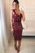 Sexy Sheath Knee Length Homecoming Dresses, Straps Lace Short Prom Dresses UQ1810