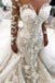 Stunning Long Sleeves Appliqued Mermaid Wedding Dress with Long Train N1797