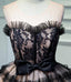 Black Strapless Satin Homecoming Dress with Lace, Cheap Graduation Dress with Crystals UQ1980