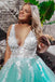 Stunning Lace Applique Long Prom Dresses Quinceanera Dress with Flowers UQ2035