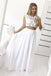 Two Piece Chiffon Floor Length Prom Dress with Lace Appliques,  A Line Long Formal Dress N2569
