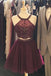 Two Piece Tulle Homecoming Dress with Beading, A Line Sleeveless Short Graduation Dress N2128