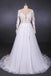White A Line Tulle Long Sleeves Wedding Gown, Cheap Bridal Dress with Lace Appliques N2308