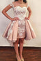 Unique Cap Sleeves High Low Sheer Neck Homecoming Dress, Cocktail Dresses with Lace UQ1811