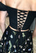 Black Two Piece Off Shoulder Homecoming Dresses with Flowers, Knee Length Black Dress UQ1820