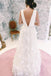 A Line V Neck Floor Length Wedding Dresses, Ivory Sleeveless Bridal Dresses UQ2357