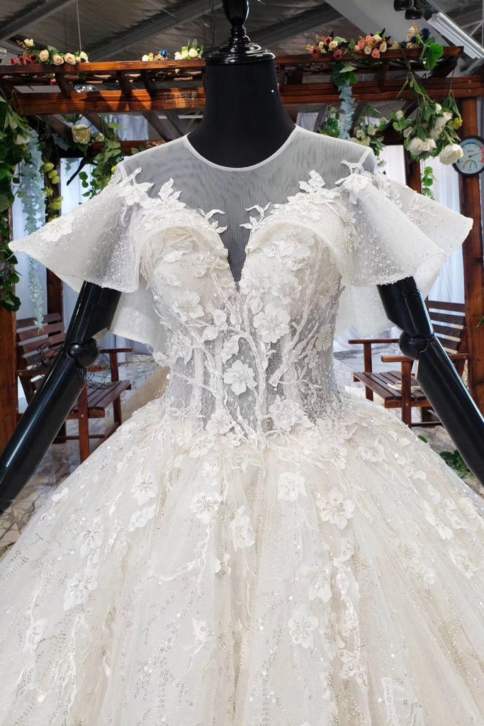 Gorgeous Ball Gown Big Wedding Dresses, Princess Bridal Dress with Sle cherishgirls Gorgeous Ball Gown Big Wedding Dresses, Princess Bridal Dress with Sle cherishgirls