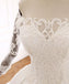 Ball Gown Long Sleeves Wedding Dress with Lace Appliques, Satin Bridal Gown UQ2582