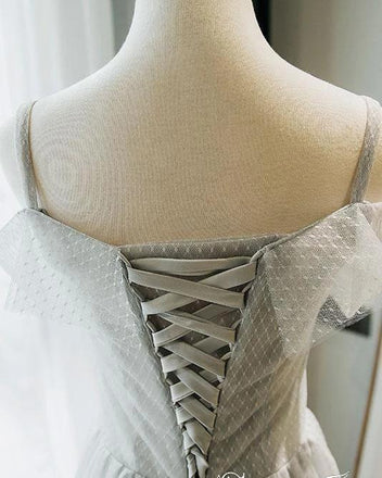 A Line Tea Length Off the Shoulder Homecoming Dresses with Lace Appliques UQ1957