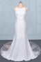 Simple Mermaid Sleeveless Wedding Dress with Lace, Sexy Backless Bridal Dress UQ2355