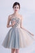 Cute Sweetheart Homecoming Dress with Flowers, Short Strapless Prom Dresses N1727