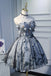 Princess Strapless Short Homecoming Dress with Flowers, Appliques Puffy Cocktail Dress UQ1975