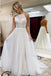 A Line Halter Tulle Wedding Dress with Lace, Backless Beach Wedding Dress with Train N2419