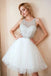 White Sleeveless Puffy Tulle Homecoming Dresses, Cheap A Line Short Prom Gown UQ2138