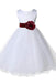 White Sleeveless Puffy Long Flower Girl Dresses, Cute Flower Girl Dress with Sash F063