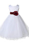 White Sleeveless Puffy Long Flower Girl Dresses, Cute Flower Girl Dress with Sash UF063