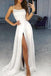 Spaghetti Strap Simple Prom Dress with Side Slit, Sexy Long Bridesmaid Dresses chb0002