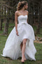 High Low Sweetheart Beach Wedding Dresses, Boho Wedding Dress with Bow UQ1782